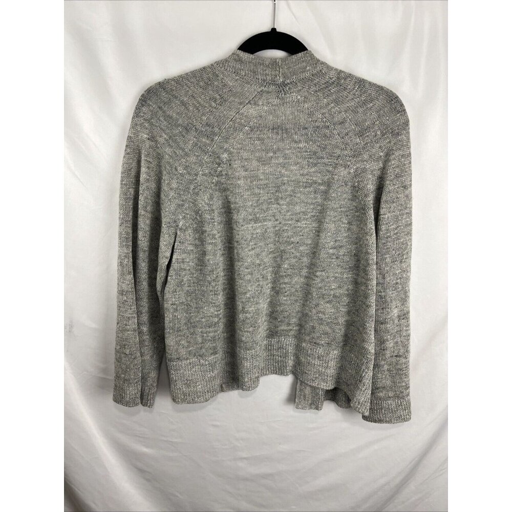 Eileen Fisher Grey-White Organic Linen & Cotton Open Front Cardi Womens Size S - Picture 5 of 7